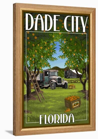 Dade City, Florida - Orange Orchard Scene-Lantern Press-Framed Stretched Canvas