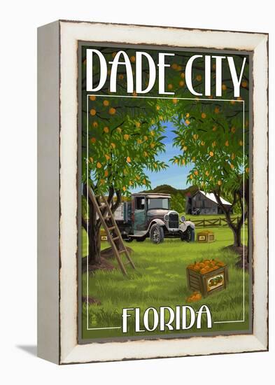 Dade City, Florida - Orange Orchard Scene-Lantern Press-Framed Stretched Canvas