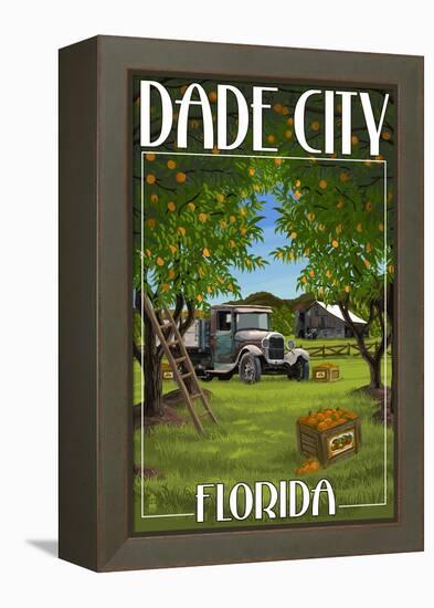 Dade City, Florida - Orange Orchard Scene-Lantern Press-Framed Stretched Canvas