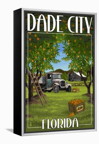 Dade City, Florida - Orange Orchard Scene-Lantern Press-Framed Stretched Canvas