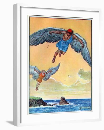 Daedalus and Icarus, from 'The Children's Hour: Stories from the Classics', Published by Waverley…-Charles Edmund Brock-Framed Giclee Print