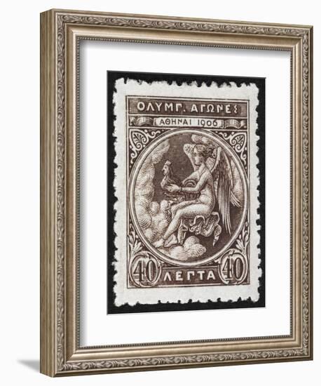 Daemon Or God Of the Games. Greece 1906 Olympic Games 40 Lepta, Unused-null-Framed Giclee Print