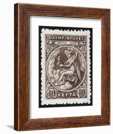 Daemon Or God Of the Games. Greece 1906 Olympic Games 40 Lepta, Unused-null-Framed Giclee Print