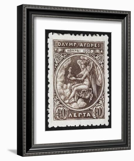 Daemon Or God Of the Games. Greece 1906 Olympic Games 40 Lepta, Unused-null-Framed Giclee Print