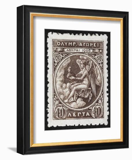 Daemon Or God Of the Games. Greece 1906 Olympic Games 40 Lepta, Unused-null-Framed Giclee Print