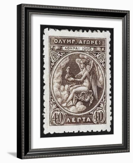 Daemon Or God Of the Games. Greece 1906 Olympic Games 40 Lepta, Unused-null-Framed Giclee Print