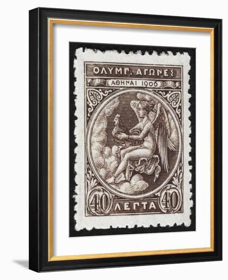 Daemon Or God Of the Games. Greece 1906 Olympic Games 40 Lepta, Unused-null-Framed Giclee Print