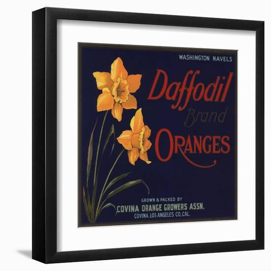 Daffodil Brand - Covina, California - Citrus Crate Label-Lantern Press-Framed Art Print