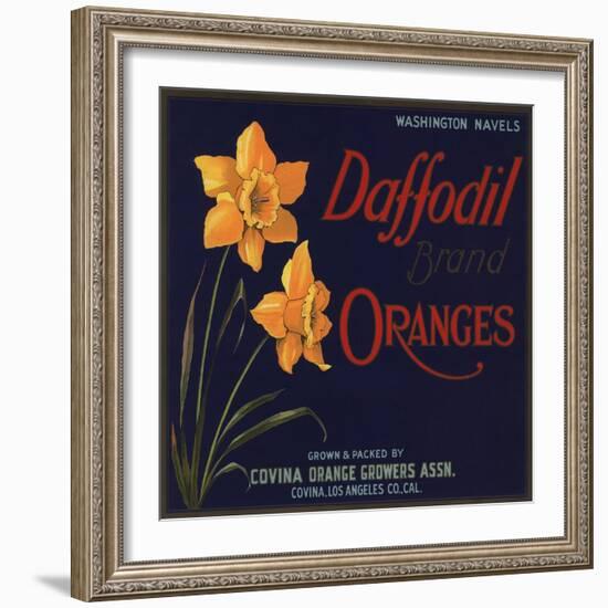 Daffodil Brand - Covina, California - Citrus Crate Label-Lantern Press-Framed Art Print