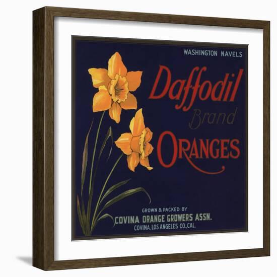 Daffodil Brand - Covina, California - Citrus Crate Label-Lantern Press-Framed Art Print