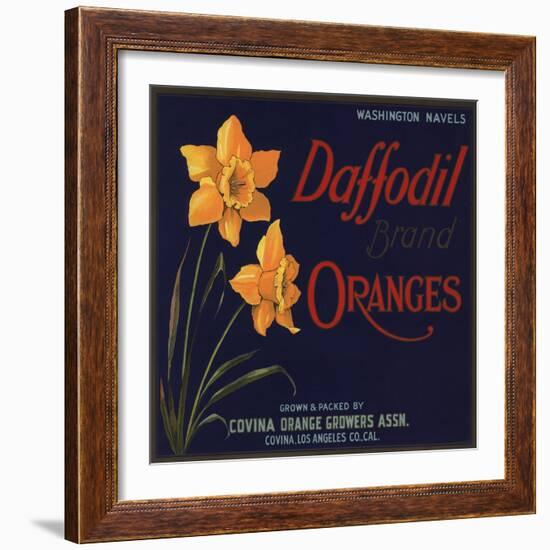 Daffodil Brand - Covina, California - Citrus Crate Label-Lantern Press-Framed Art Print