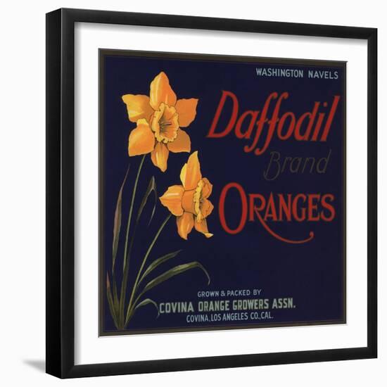 Daffodil Brand - Covina, California - Citrus Crate Label-Lantern Press-Framed Art Print