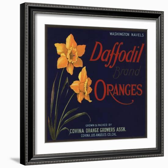 Daffodil Brand - Covina, California - Citrus Crate Label-Lantern Press-Framed Art Print