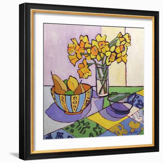 Daffodil Patchwork, 2023 (Oil on Canvas)-Catherine J Martzloff-Framed Giclee Print