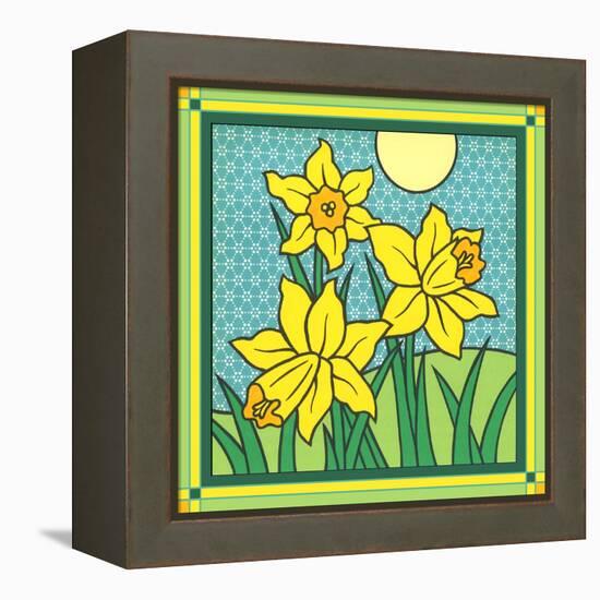 Daffodils 1-Denny Driver-Framed Premier Image Canvas