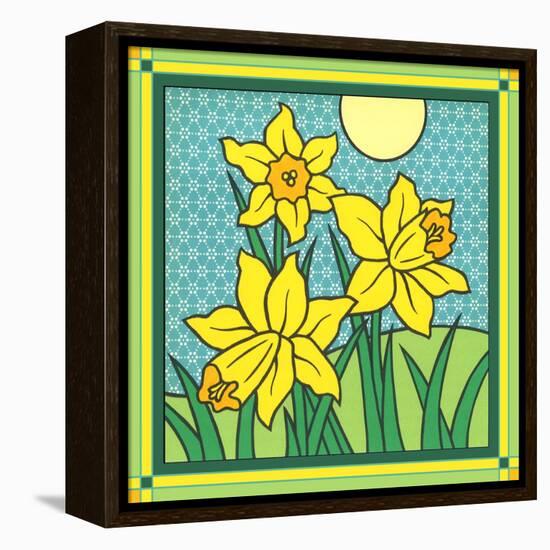 Daffodils 1-Denny Driver-Framed Premier Image Canvas