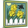 Daffodils 3 with Kernal the Crow-Denny Driver-Mounted Giclee Print