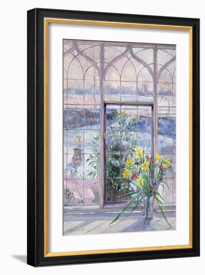 Daffodils and Sundial against the Snow, 1991-Timothy Easton-Framed Giclee Print