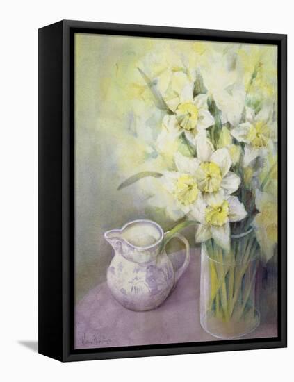 Daffodils with Oriental Jug-Karen Armitage-Framed Premier Image Canvas