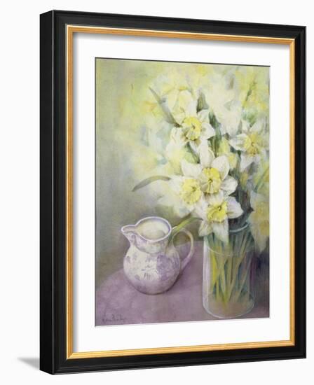 Daffodils with Oriental Jug-Karen Armitage-Framed Giclee Print