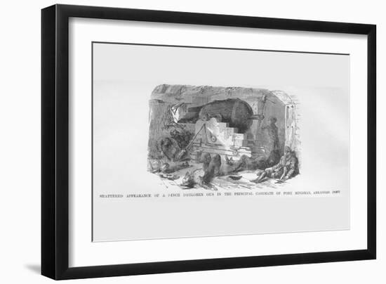 Dahlgren Gun in Casemate at Fort Hindman-Frank Leslie-Framed Art Print