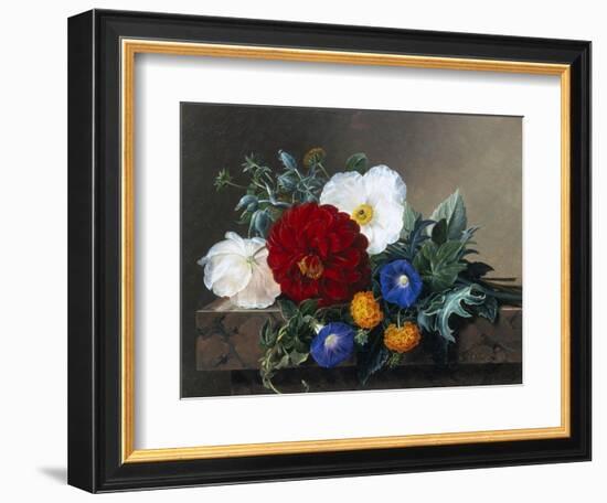 Dahlia with White Poppies, Cherianthus and Morning Glories-Johan Laurentz Jensen-Framed Giclee Print