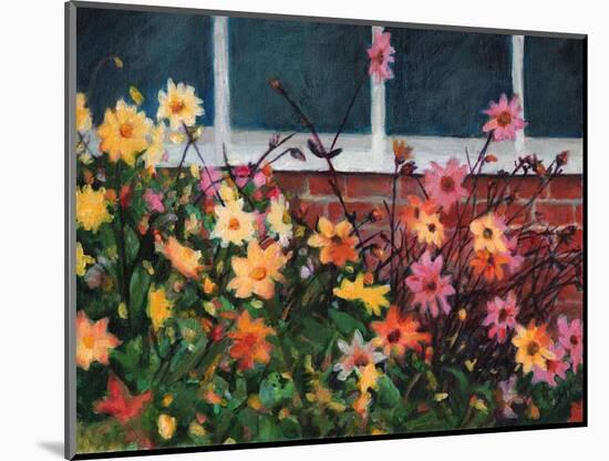 Dahlias, 2022, (Acrylics on Canvas)-Helen White-Mounted Giclee Print