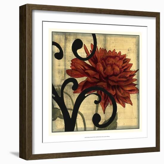 Dahlias and Scrolls IV-Jennifer Goldberger-Framed Art Print