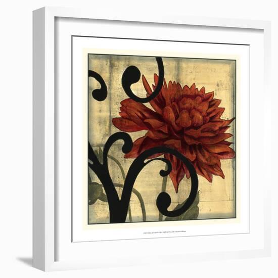 Dahlias and Scrolls IV-Jennifer Goldberger-Framed Art Print