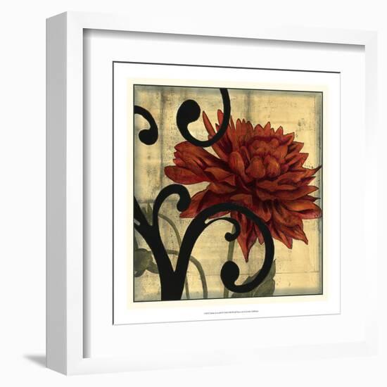 Dahlias and Scrolls IV-Jennifer Goldberger-Framed Art Print