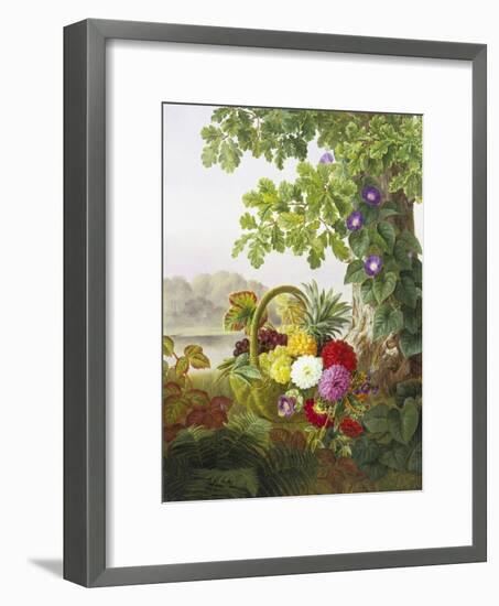 Dahlias, Asters and Morning Glory-Johan Laurentz Jensen-Framed Premium Giclee Print