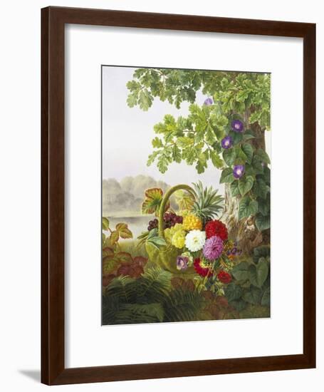 Dahlias, Asters and Morning Glory-Johan Laurentz Jensen-Framed Premium Giclee Print