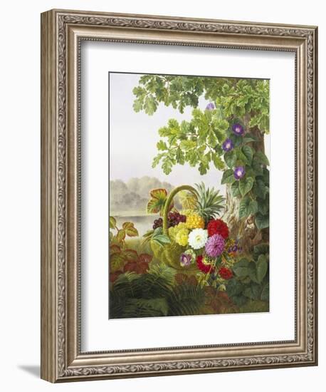 Dahlias, Asters and Morning Glory-Johan Laurentz Jensen-Framed Giclee Print