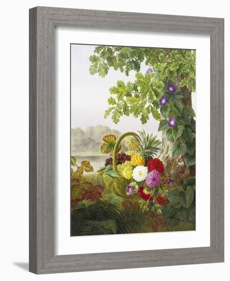 Dahlias, Asters and Morning Glory-Johan Laurentz Jensen-Framed Giclee Print