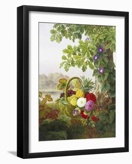 Dahlias, Asters and Morning Glory-Johan Laurentz Jensen-Framed Giclee Print