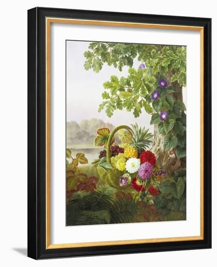 Dahlias, Asters and Morning Glory-Johan Laurentz Jensen-Framed Giclee Print