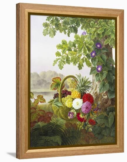 Dahlias, Asters and Morning Glory-Johan Laurentz Jensen-Framed Premier Image Canvas