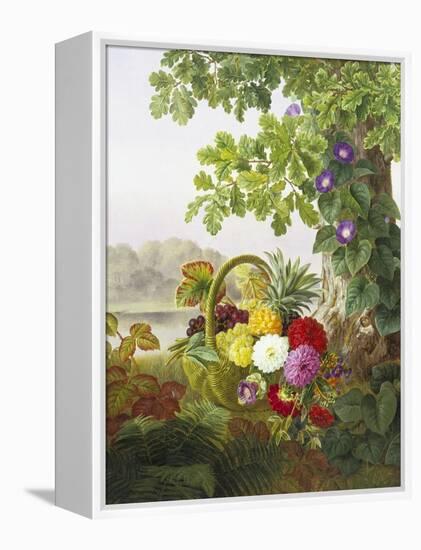 Dahlias, Asters and Morning Glory-Johan Laurentz Jensen-Framed Premier Image Canvas