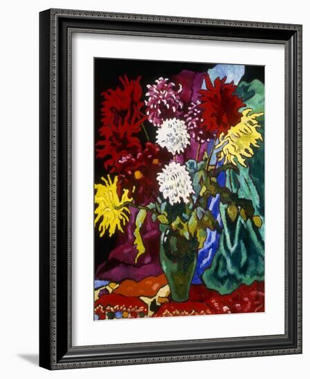 Dahlias, Green Jug; Dahlias, Cruche Verte, 1942 (Oil on Canvas)-Louis Valtat-Framed Giclee Print