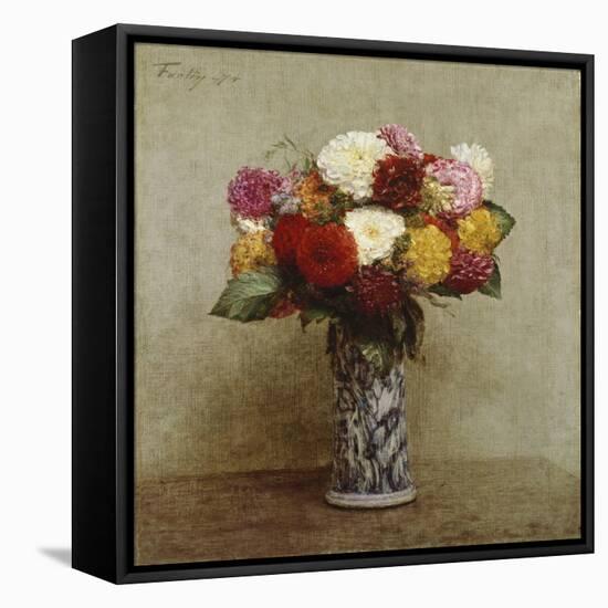 Dahlias in a Chinese Vase, 1874-Eugène Boudin-Framed Premier Image Canvas