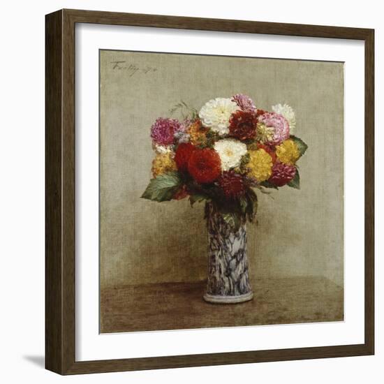 Dahlias in a Chinese Vase, 1874-Henri Fantin-Latour-Framed Giclee Print