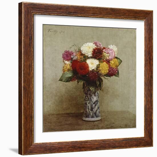 Dahlias in a Chinese Vase, 1874-Henri Fantin-Latour-Framed Giclee Print