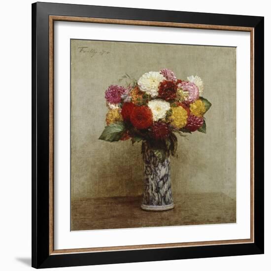 Dahlias in a Chinese Vase, 1874-Henri Fantin-Latour-Framed Giclee Print