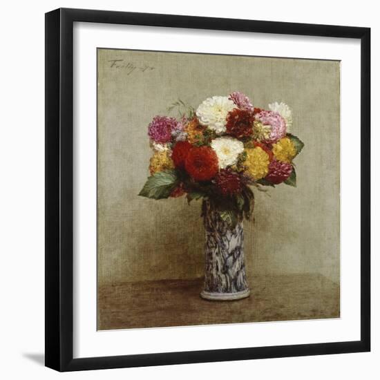 Dahlias in a Chinese Vase, 1874-Henri Fantin-Latour-Framed Giclee Print