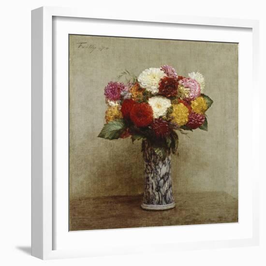 Dahlias in a Chinese Vase, 1874-Henri Fantin-Latour-Framed Giclee Print