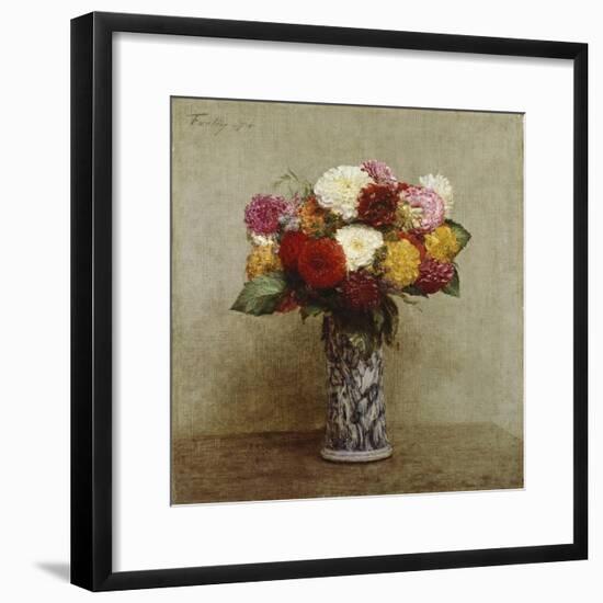 Dahlias in a Chinese Vase, 1874-Henri Fantin-Latour-Framed Giclee Print