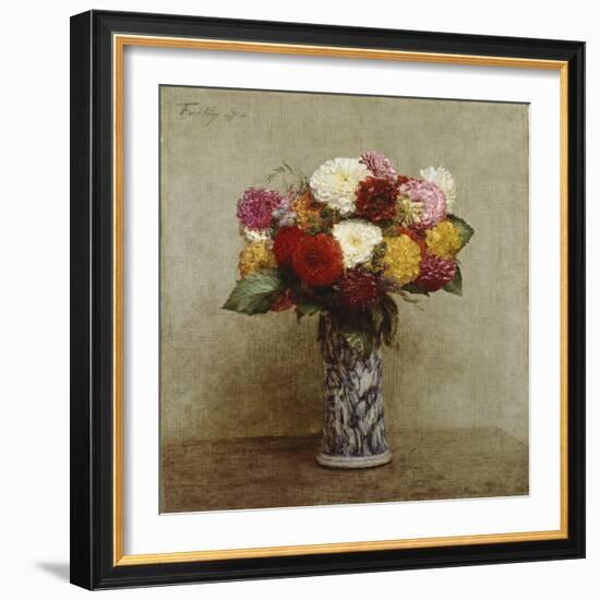 Dahlias in a Chinese Vase, 1874-Henri Fantin-Latour-Framed Giclee Print