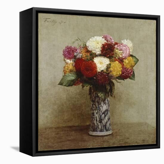 Dahlias in a Chinese Vase, 1874-Henri Fantin-Latour-Framed Premier Image Canvas