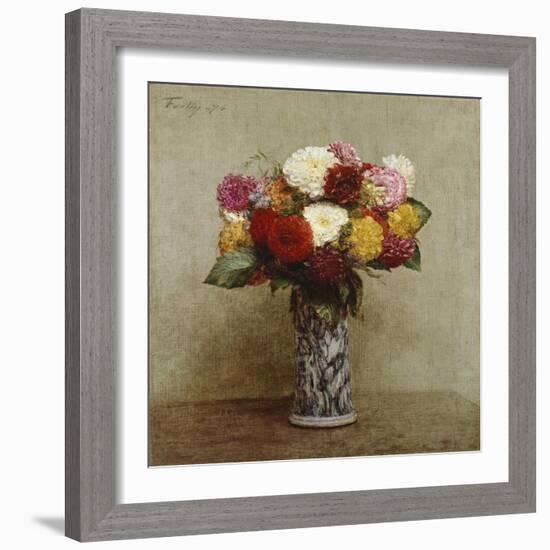 Dahlias in a Chinese Vase, 1874-Eugène Boudin-Framed Giclee Print
