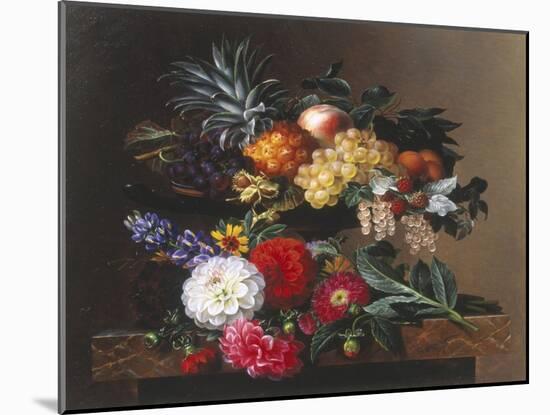 Dahlias, Lupin and Coreopsis in a Greek Kylix-Johan Laurentz Jensen-Mounted Giclee Print